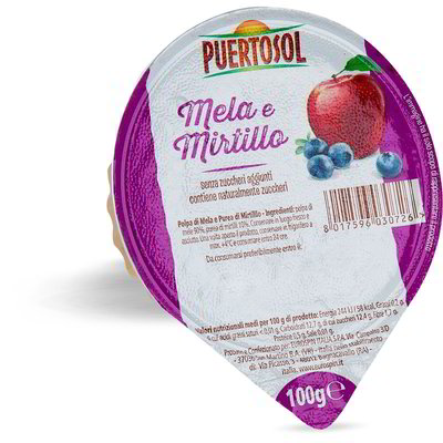 Polpa di frutta gusto mela e mirtillo
