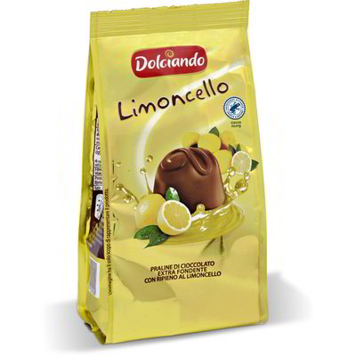 Praline di cioccolato extra fondente con ripieno al limoncello
