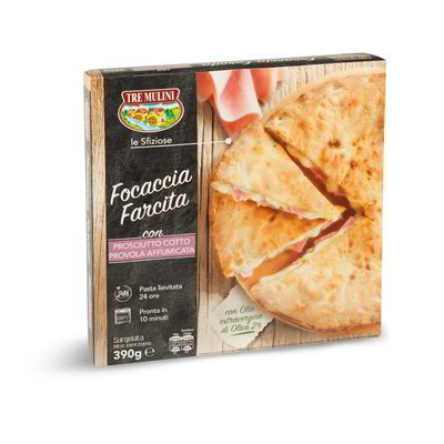 Focaccia farcita con prosciutto cotto e provola affumicata surgelata