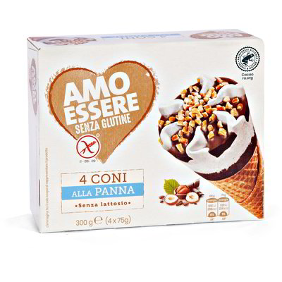 Coni gelato alla panna senza glutine 4 pezzi