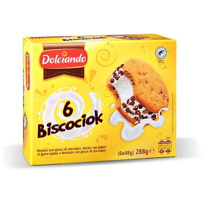 Gelato biscotto alla panna con gocce di cioccolato 6 pezzi