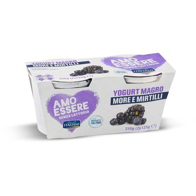 Yogurt magro more e mirtilli senza lattosio
