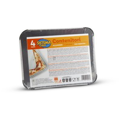 Contenitori in alluminio con coperchio 4 pezzi 4 porzioni