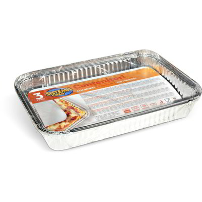 Contenitori in alluminio con coperchio 6 porzioni 3 pezzi