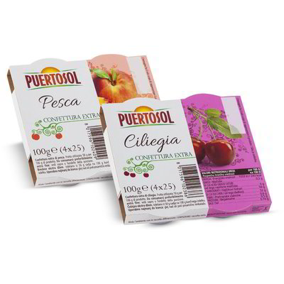 Confettura extra di ciliegia / pesca 4 monoporzioni