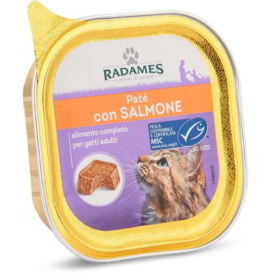 Paté con salmone e gamberetti per gatti