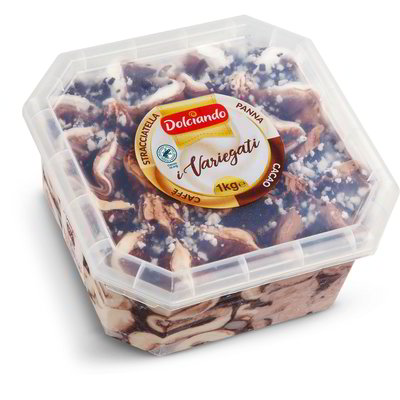 Vaschetta di gelato gusti variegati panna/cacao/caffè/stracciatella