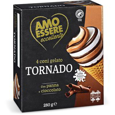 Coni gelato tornado panna e cioccolato 4 pezzi