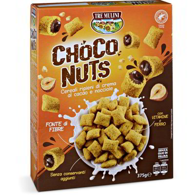Cereali ripieni di crema al cacao e nocciole "Choco nuts"