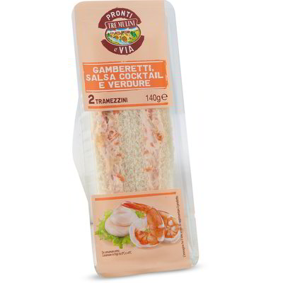 Tramezzini gamberetti, salsa cocktail e verdure 2 pezzi