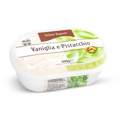 Vaschetta gelato alla vaniglia e pistacchio