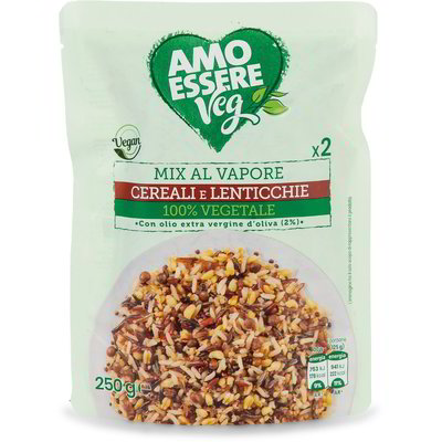 Cereali e lenticchie al vapore